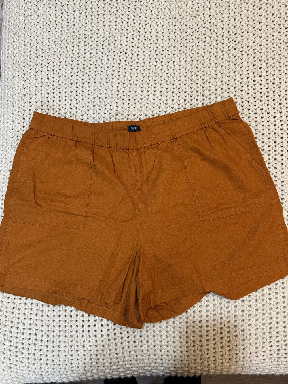 NWT J. Crew High-Waist Linen-Blend Pull-on Shorts in Rust, XL